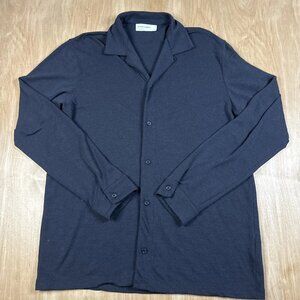 Icebreaker Mens Black 100% Wool Long Sleeve Button Up Sweater Shirt Size Large